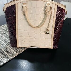 Brahmin Cream and Brown Satchel
